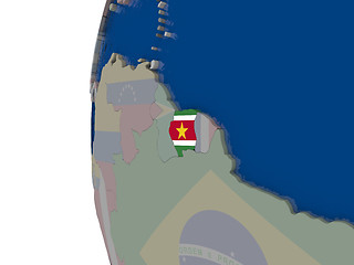 Image showing Suriname with national flag