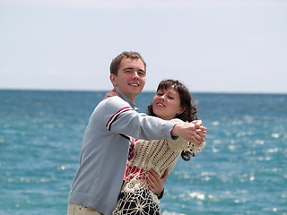 Image showing Young Couple Dancing on Beach