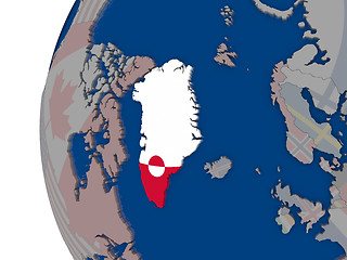 Image showing Greenland with national flag