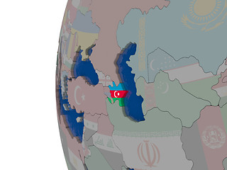 Image showing Azerbaijan with national flag
