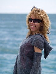 Image showing Young Blonde Model Posing Beach