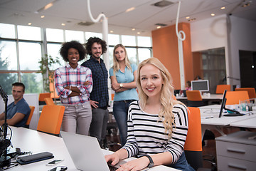 Image showing informal business woman working in the office