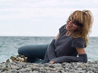 Image showing Beautiful Young Lady Smiling on Beach