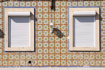 Image showing Geometry of windows and ceramic, Lisbon, Portugal