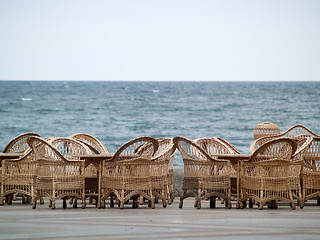 Image showing Rattan Chairs Bar Empty on Beach