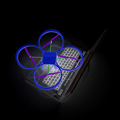 Image showing Drone and laptop. 3D render