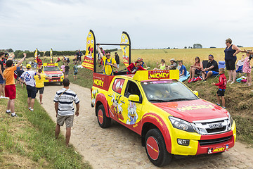 Image showing Le Journal de Mickey Caravan on a Cobblestone Road- Tour de Fran