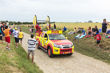 Image showing Le Journal de Mickey Vehicle on a Cobblestone Road- Tour de Fran