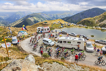 Image showing The Peloton in Mountains - Tour de France 2015