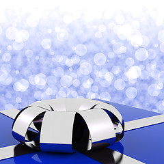 Image showing Blue Giftbox With Bokeh Background For Husbands Birthday