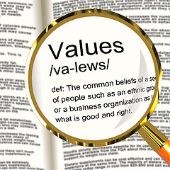 Image showing Values Definition Magnifier Showing Principles Virtue And Morali