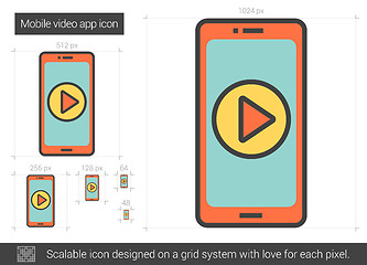 Image showing Mobile video app line icon.