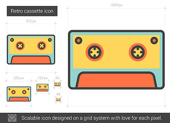 Image showing Retro cassette line icon.