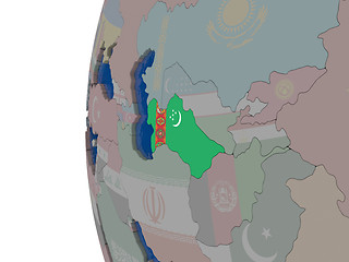 Image showing Turkmenistan with national flag