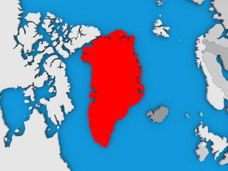 Image showing Greenland in red on globe