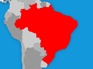 Image showing Brazil in red on globe