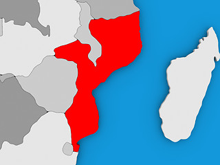 Image showing Mozambique in red on globe