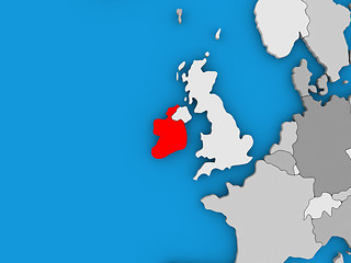 Image showing Ireland in red on globe