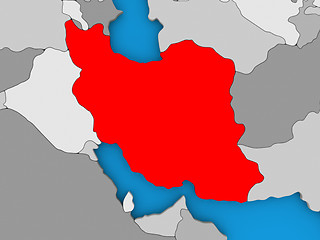 Image showing Iran in red on globe