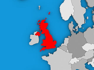 Image showing United Kingdom in red on globe