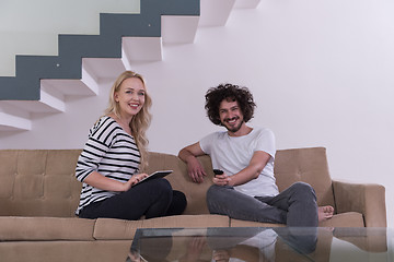 Image showing couple relaxes in the living room