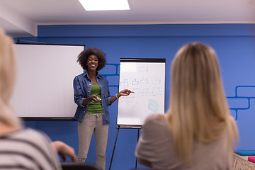 Image showing Black woman Speaker Seminar Corporate Business Meeting Concept