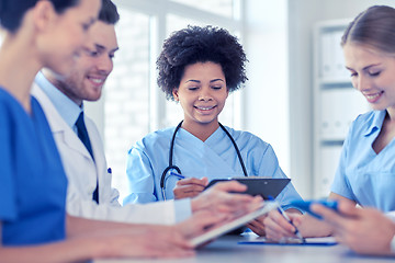 Image showing group of happy doctors meeting at hospital office