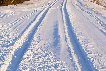 Image showing winter road, close-up