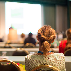 Image showing Audience in lecture hall participating at business conference.