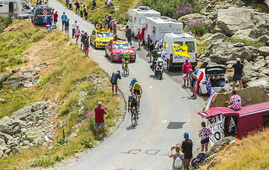 Image showing The Yellow Jersey on the Mountains Roads - Tour de France 2015