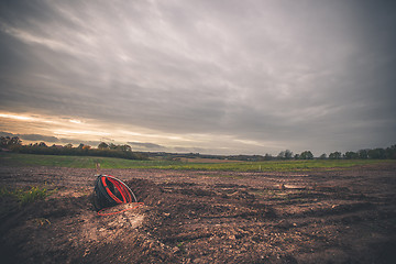 Image showing Electrical cable on an empty construction site