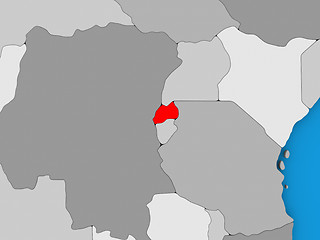 Image showing Rwanda in red on globe