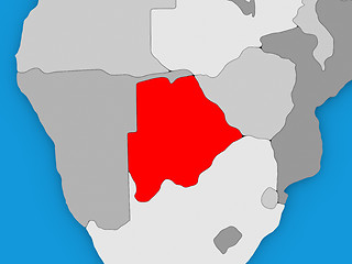 Image showing Botswana in red on globe