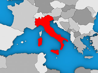 Image showing Italy in red on globe