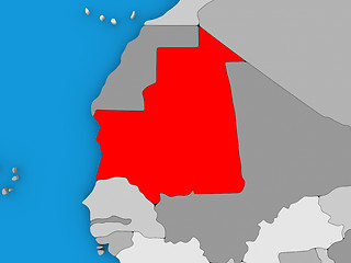 Image showing Mauritania in red on globe