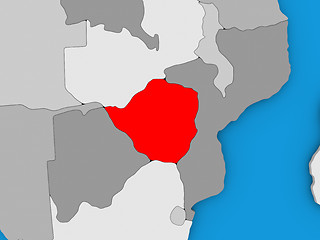 Image showing Zimbabwe in red on globe