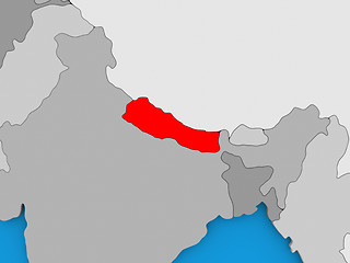 Image showing Nepal in red on globe
