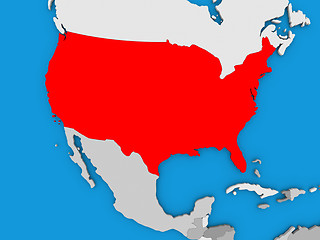 Image showing USA in red on globe