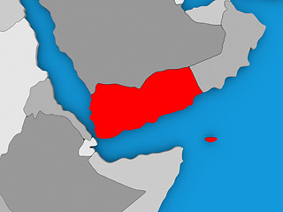 Image showing Yemen in red on globe