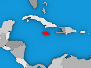 Image showing Jamaica in red on globe