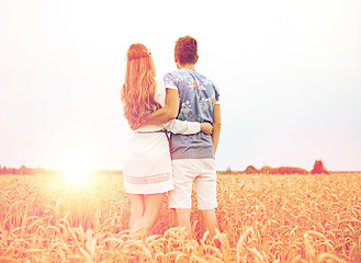 Image showing happy smiling young hippie couple outdoors