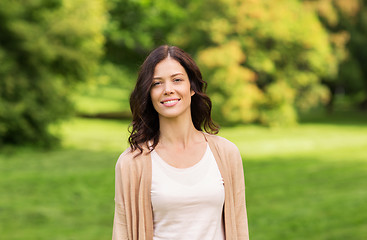 Image showing beautiful happy young woman in summer park