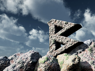 Image showing rune rock under cloudy blue sky - 3d illustration