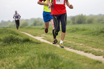 Image showing Marathon running in the outside on road