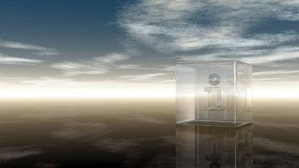 Image showing glass cube with letter i under cloudy sky - 3d illustration