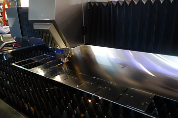 Image showing Laser cutting the metal sheet