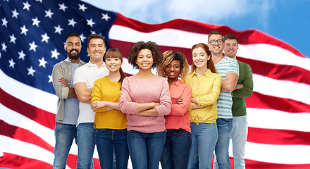 Image showing international group of people over american flag