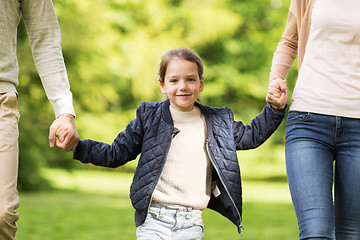 Image showing happy family walking in summer park