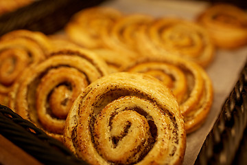 Image showing close up of buns at bakery or grocery store