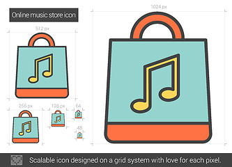 Image showing Online music store line icon.